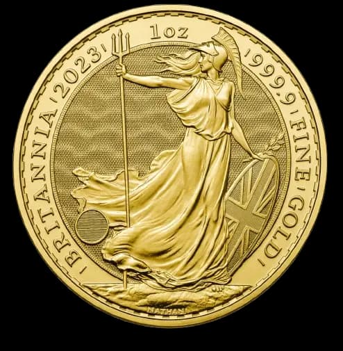 Britannia zlatne kovanice — prednja strana