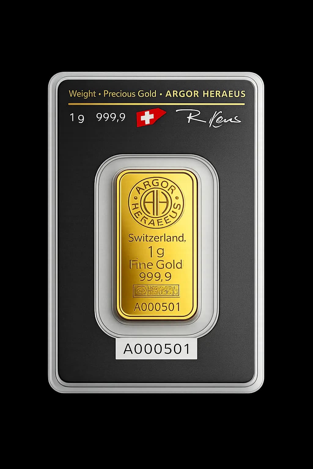 Argor Heraeus zlatna pločica 1g