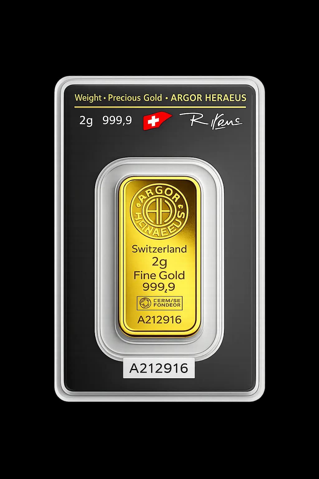 Argor Heraeus zlatna pločica 2g